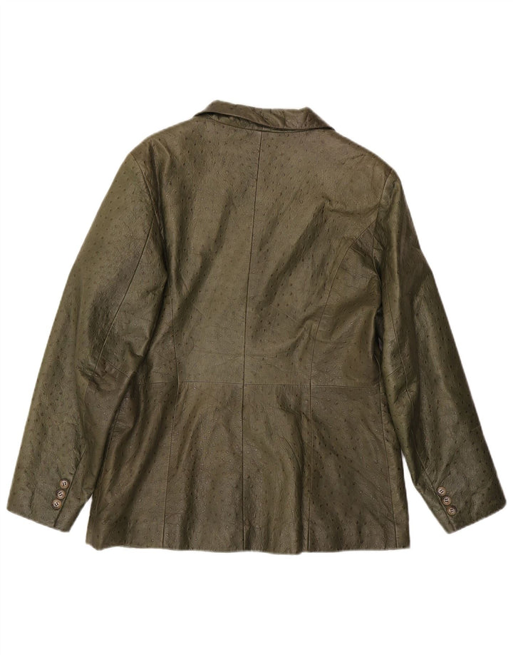 veste en cuir femme vintage IT 46 Grand cuir kaki