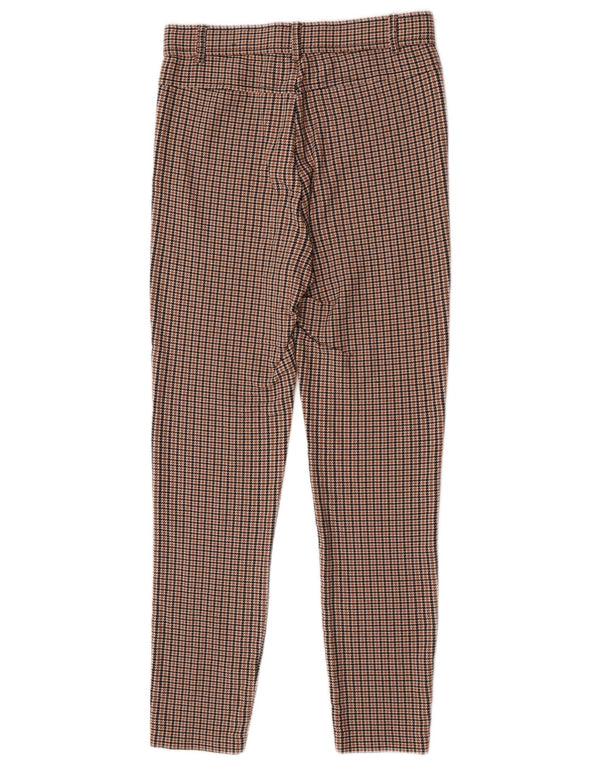 Pantalon décontracté slim femme Zara Medium W28 L27 Viscose pied-de-poule marron