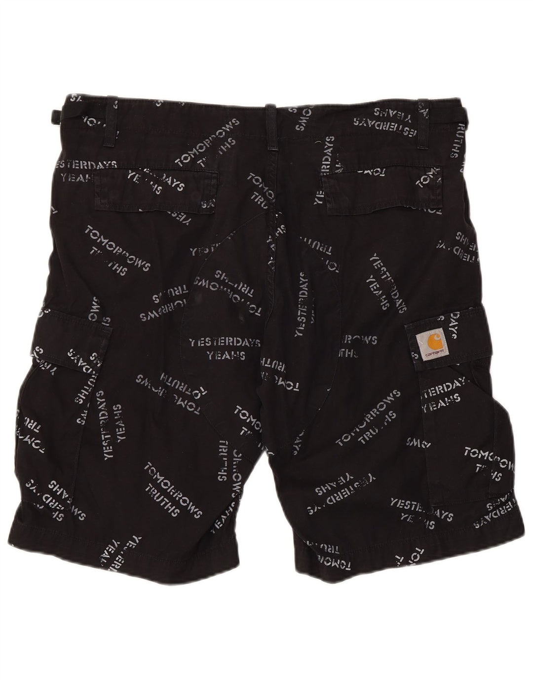 CARHARTT Short cargo graphique pour hommes W34 grand coton noir