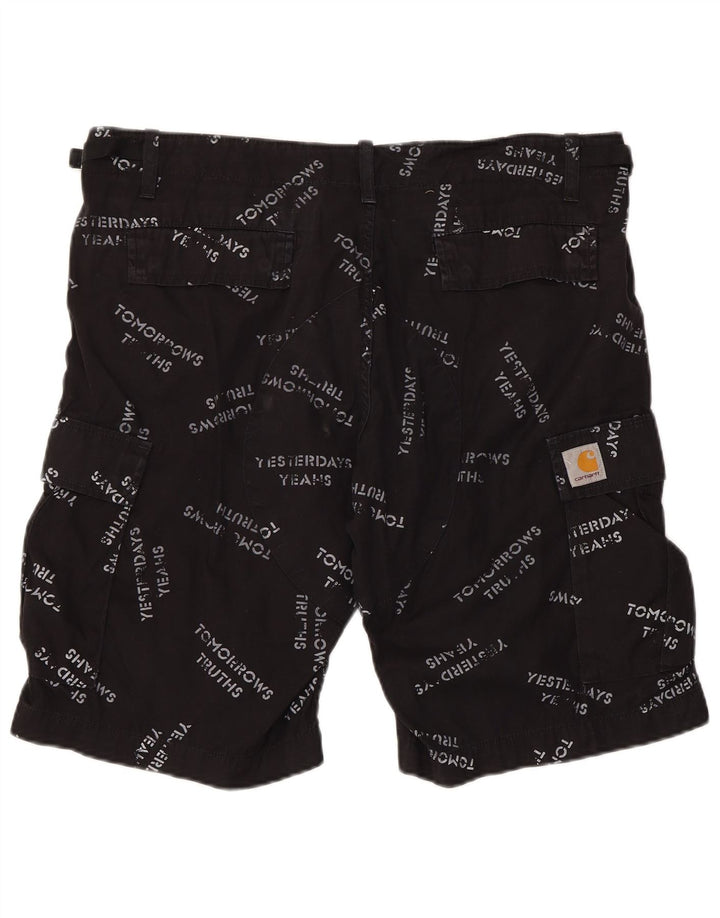 CARHARTT Short cargo graphique pour hommes W34 grand coton noir