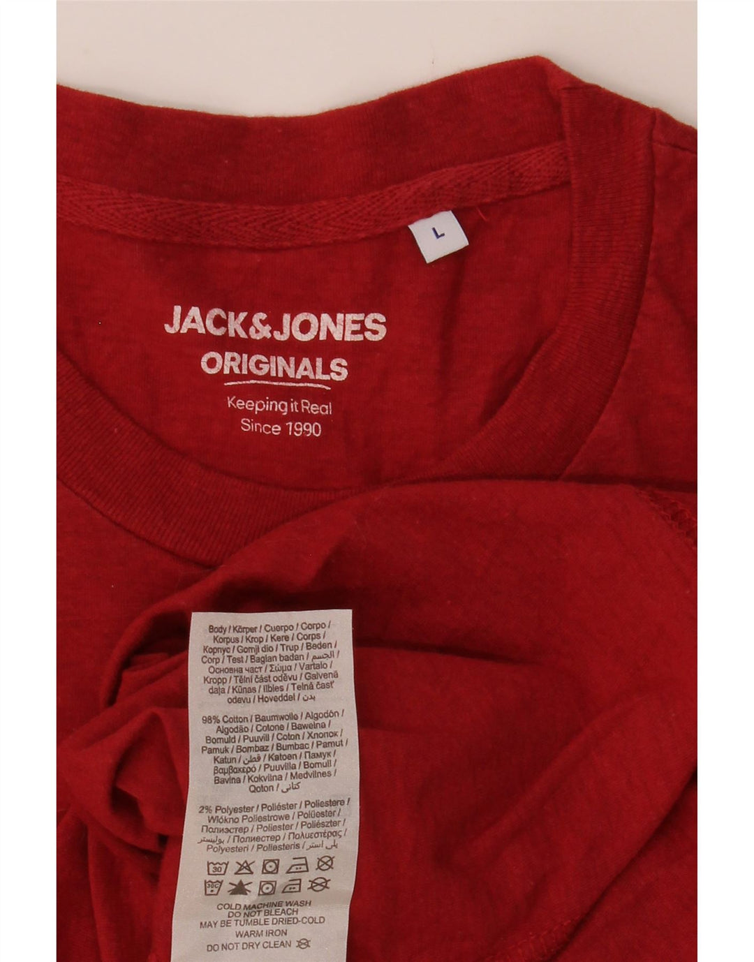 JACK & JONES T-Shirt Homme Haut Large Rouge Coton