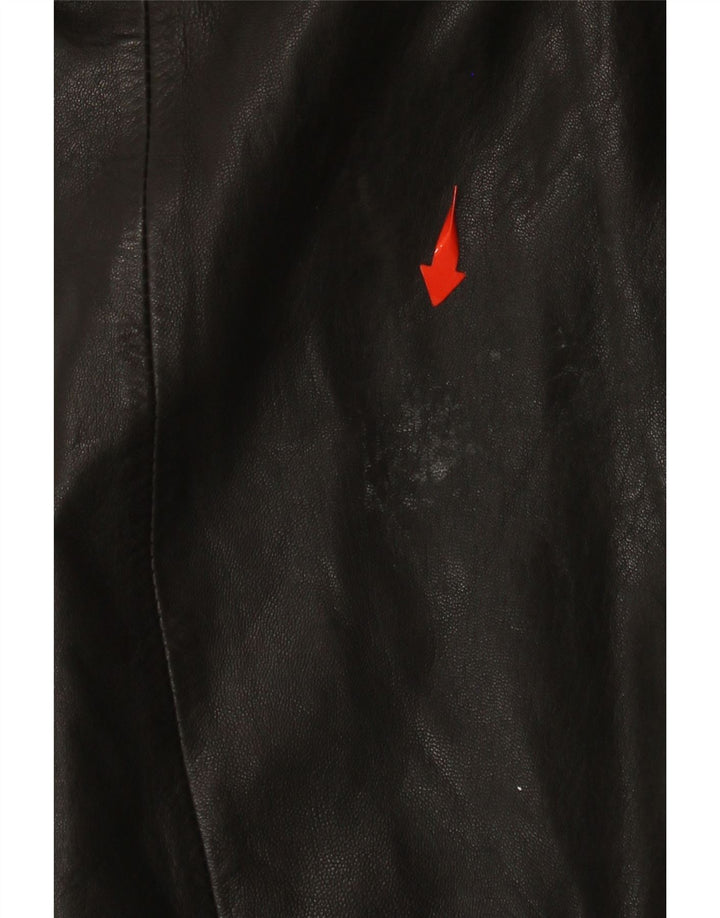VINTAGE Manteau en Cuir Femme IT 48 XL Noir