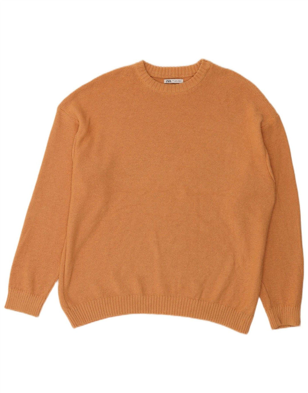 Zara Pull à col rond pour homme en coton orange Large