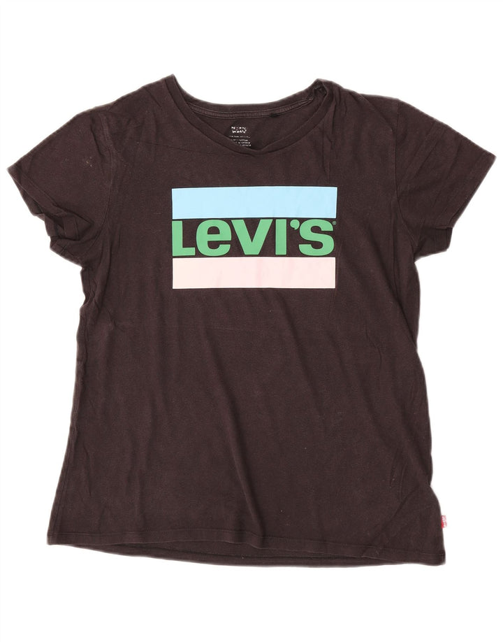 Levi's T-Shirt Graphique Femme UK 14 Noir Moyen