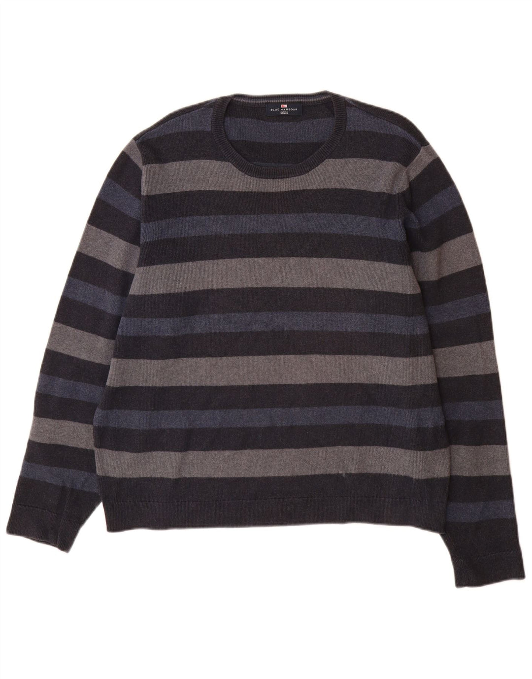 Marks & Spencer Pull à col rond pour homme Bleu marine rayé