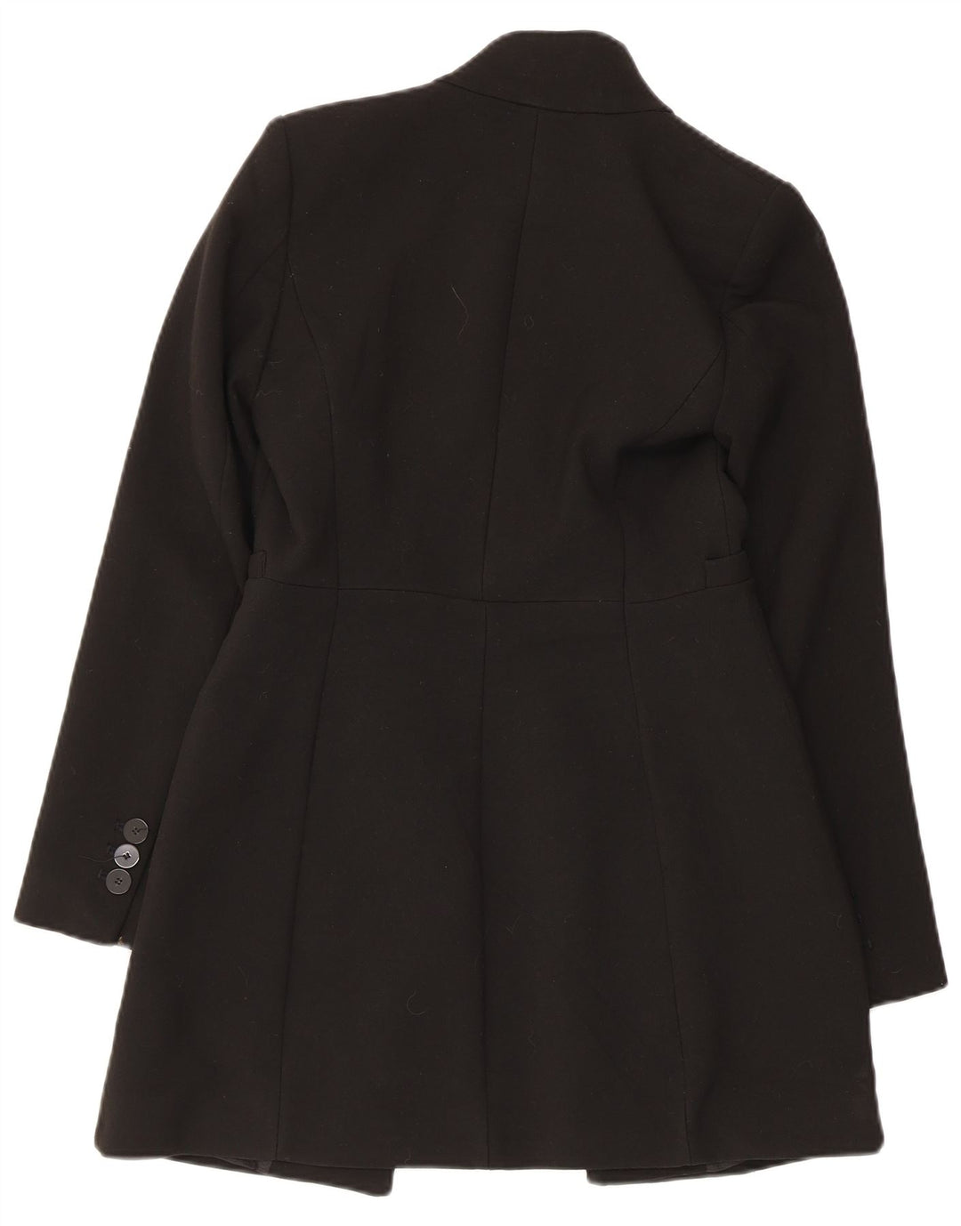Zara Femmes Pardessus Ouvert UK 6 XS Noir Polyester