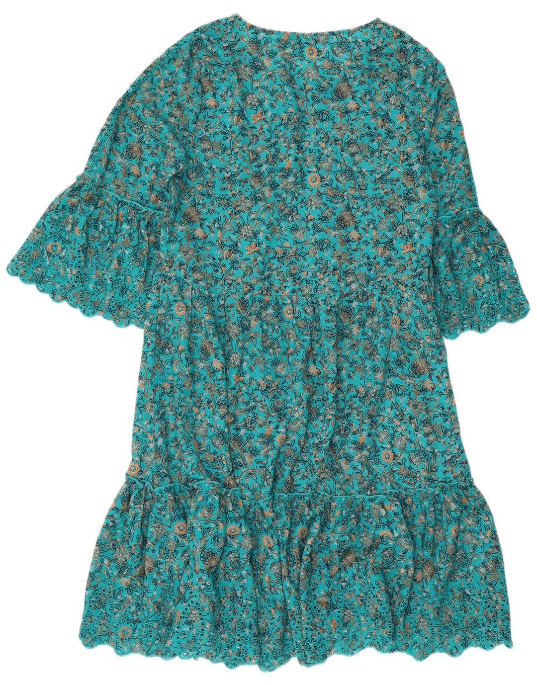 NEXT Robe trapèze à manches 3/4 pour femme UK 42 Bleu moyen en polyester floral