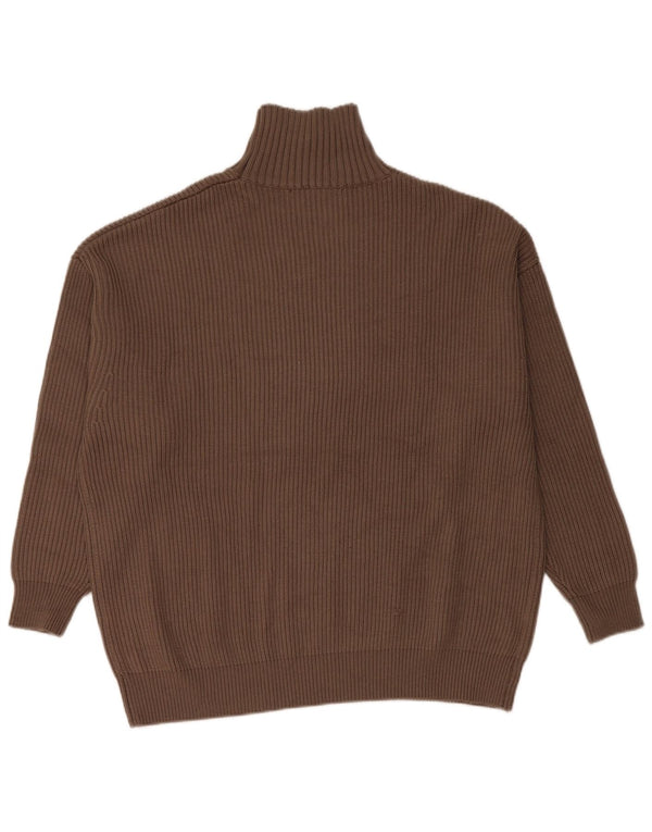 Zara Pull surdimensionné à col roulé pour femme UK 10 Petit Marron