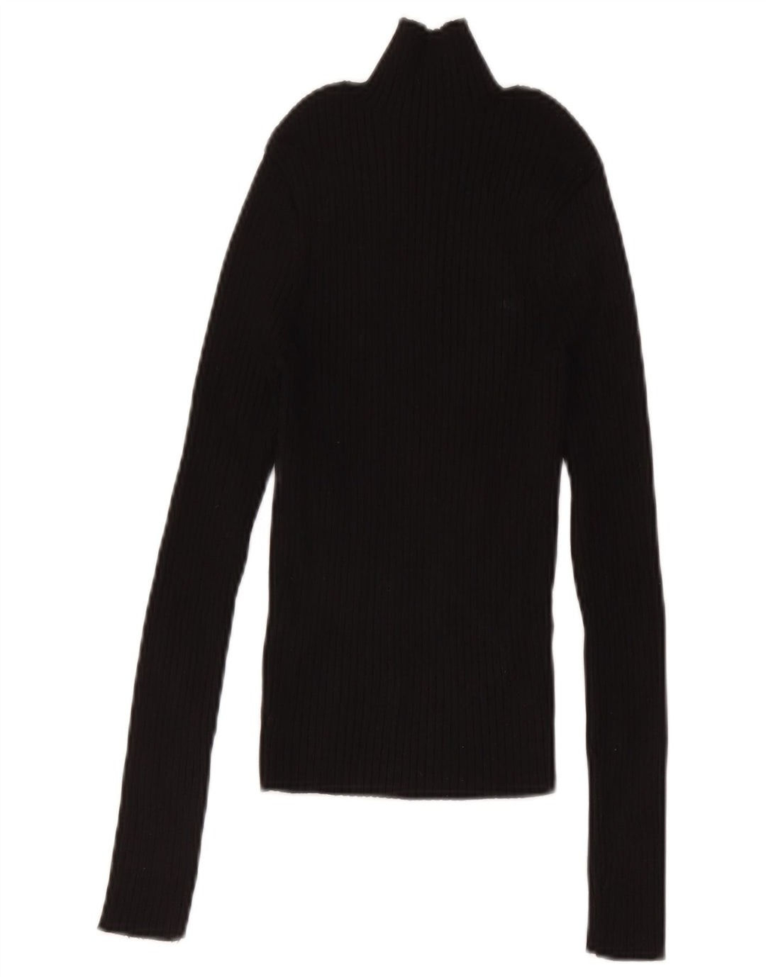 Zara Femme Crop Top Manches Longues UK 12 Medium Noir Viscose