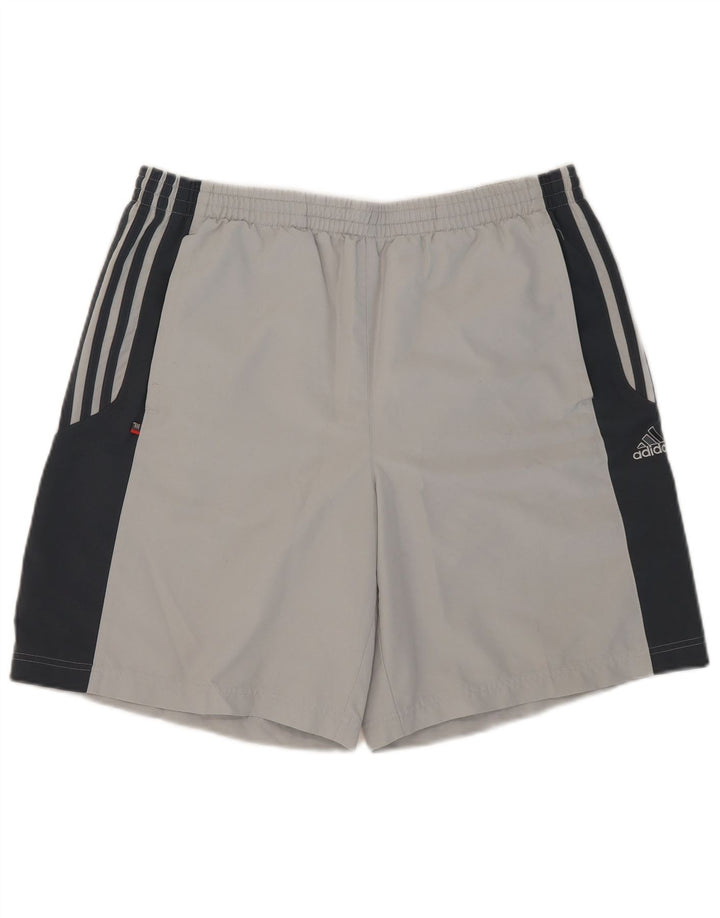 Adidas Short de sport pour homme en coton color block Gris Taille L