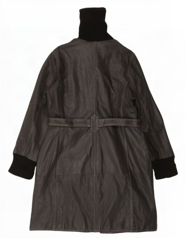 Conbipel Manteau En Cuir Femme IT 46 Large Noir Colourblock