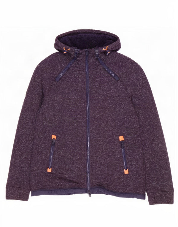 Superdry Veste coupe-vent à capuche pour homme UK 40 Large Bleu marine moucheté