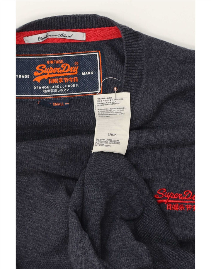 Superdry Pull ras du cou pour homme en coton bleu marine Petit