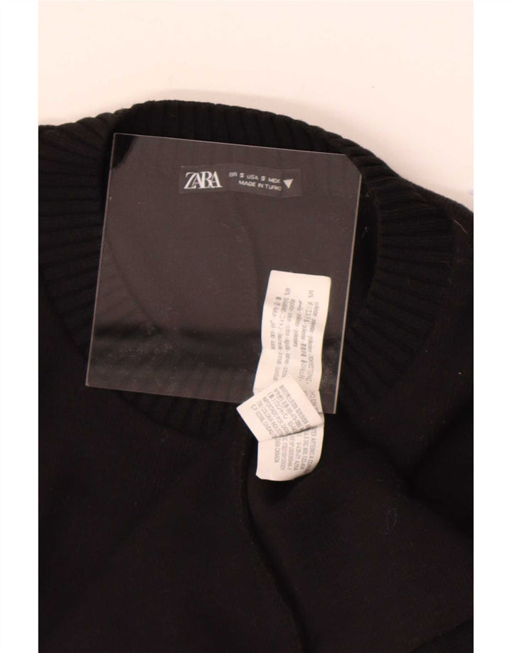 Zara Pull ras du cou pour femme UK 10 Petit Noir Polyester