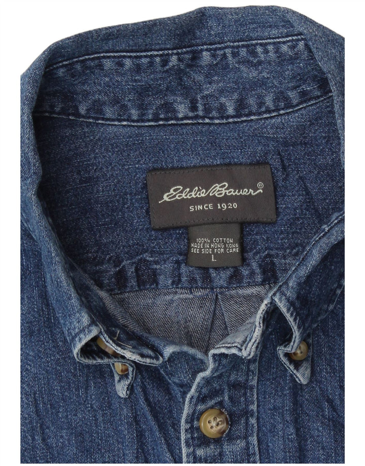 Eddie Bauer Chemise en jean à manches courtes pour homme Grand coton bleu