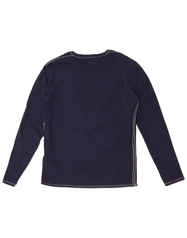 Guess Haut graphique coupe slim à manches longues pour femme UK 10 Small Bleu marine