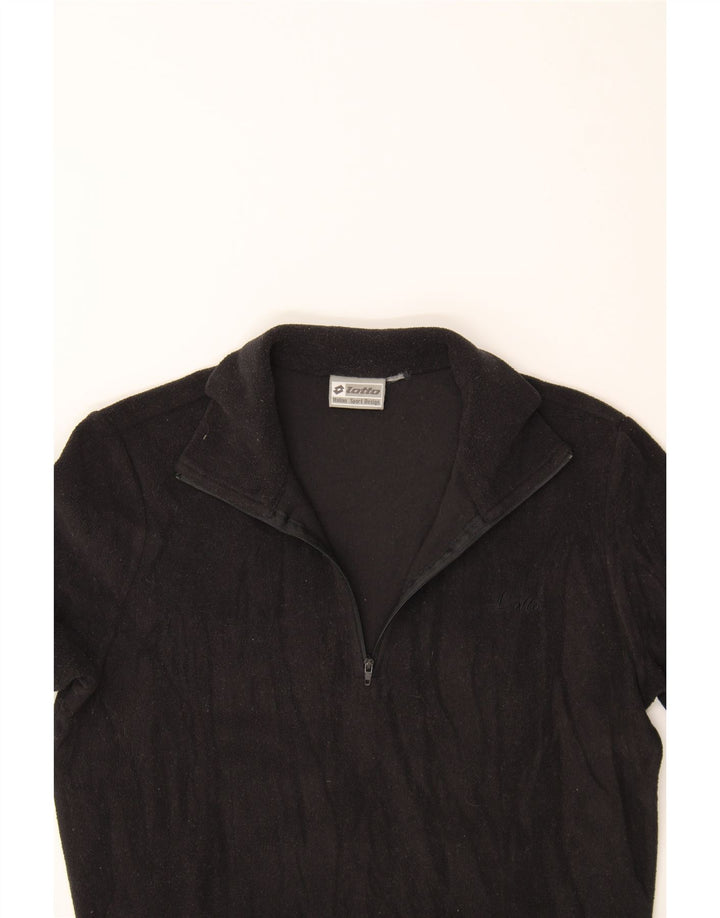 LOTTO Mens Zip Neck Fleece Jumper Small Black Polyester Vintage Lotto and Second-Hand Lotto from Messina Hembry 