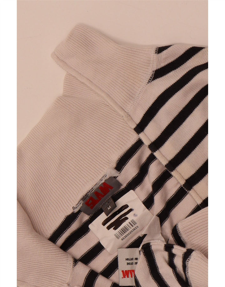 Slam Pull col zippé pour femme UK 14 en coton rayé blanc moyen