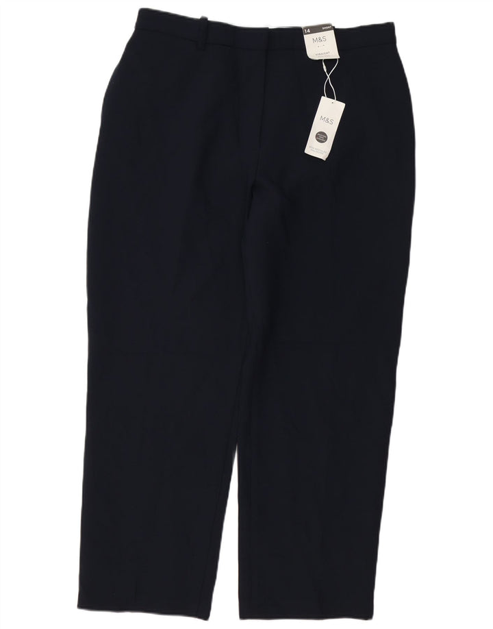 MARKS & SPENCER Pantalon Chino Femme UK 14 Large W34 L27 Bleu Marine