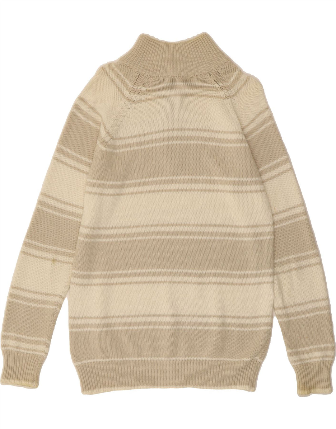 NORTH SAILS Mens Zip Neck Jumper Sweater Medium Beige Striped Vintage North Sails and Second-Hand North Sails from Messina Hembry 