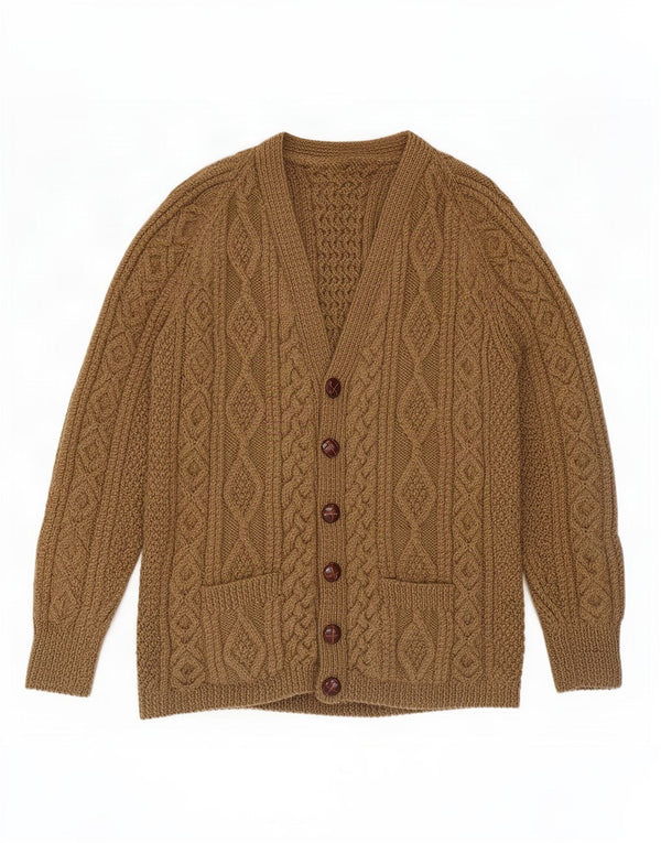 Pull Cardigan Vintage Homme Kaki Moyen