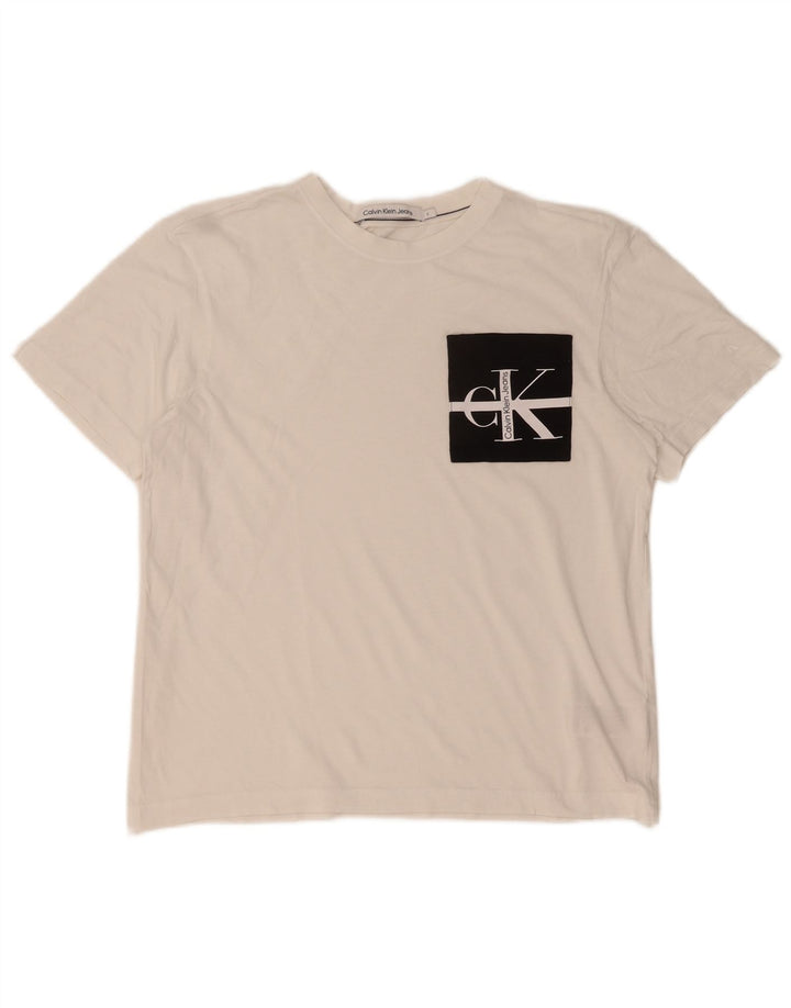 Calvin Klein T-shirt graphique pour homme en coton blanc petit