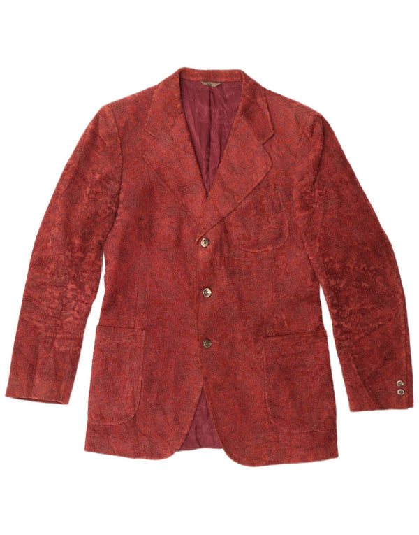 vintage Mens Corduroy 3 Bouton Blazer Veste UK 38 Moyen Bourgogne Paisley