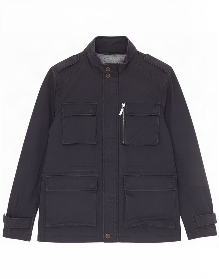 Ted Baker Veste militaire à capuche pour homme Taille 3 Bleu marine moyen Coton