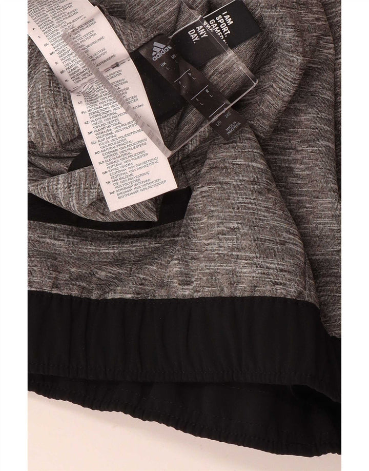 Adidas Short de sport réversible pour homme, grand, gris, color block, polyester