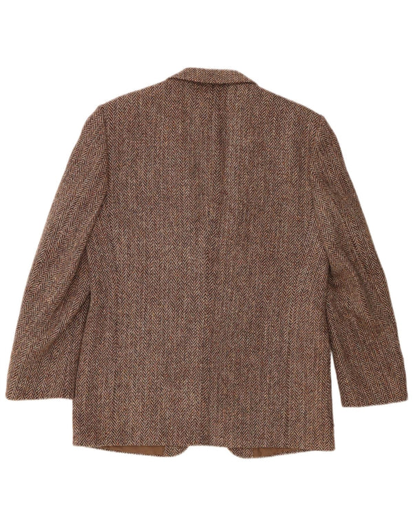 Harris Tweed Veste blazer à 2 boutons pour homme IT 50 en laine à chevrons marron