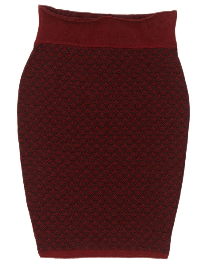 Jupe crayon à motif abstrait pour femme Sevres IT 44 Medium W28 laine bordeaux
