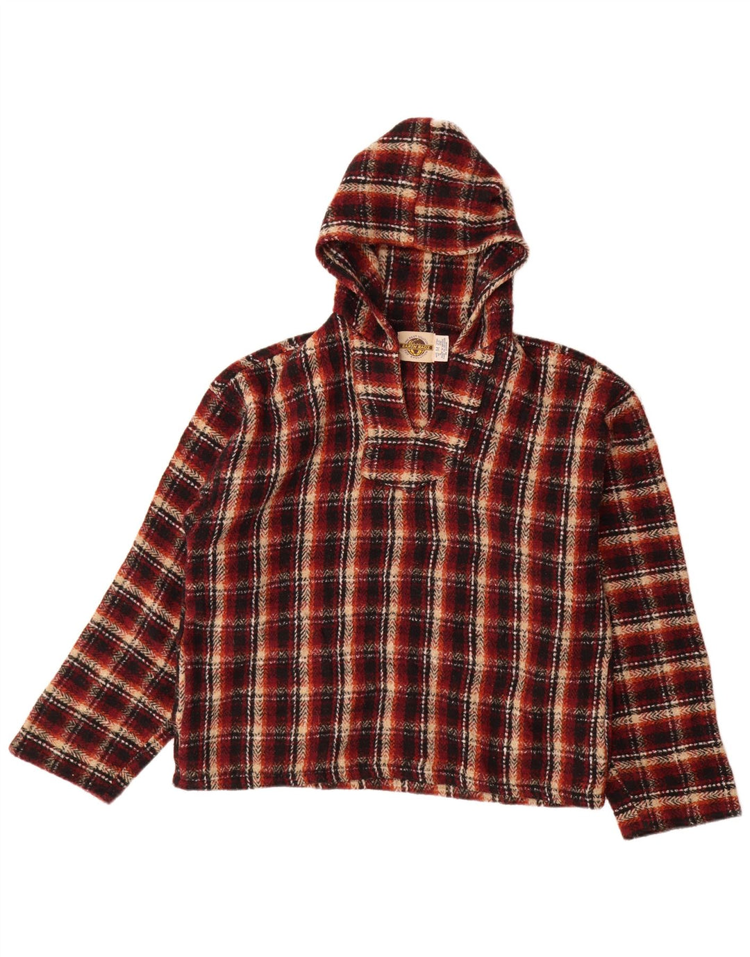 Earth Ragz Pull à capuche pour homme en polyester à carreaux rouges moyens hippie