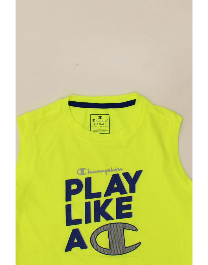 CHAMPION Boys Graphic Vest Top 5-6 Years XS Green Vintage Champion and Second-Hand Champion from Messina Hembry 
