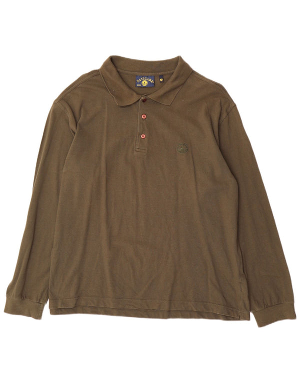 Navigare Polo à manches longues pour homme 3XL en coton kaki