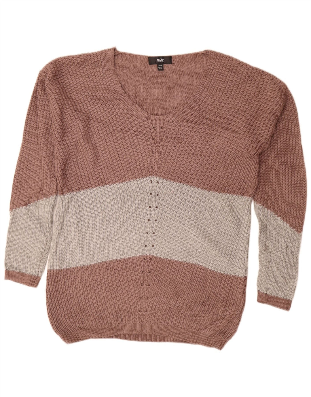 MOSSIMO Pull surdimensionné à col en V pour femme UK 6 XS Marron Colourblock