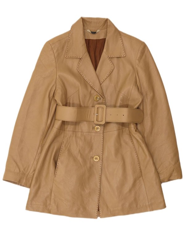 Manteau en cuir femme vintage IT 44 Beige moyen