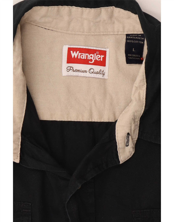 Wrangler Chemise à manches courtes pour homme Grand coton noir