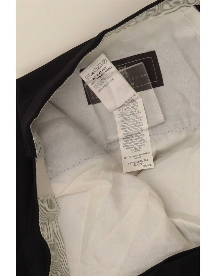 Marks & Spencer Pantalon de costume droit coupe droite pour homme W36 L31 Bleu marine
