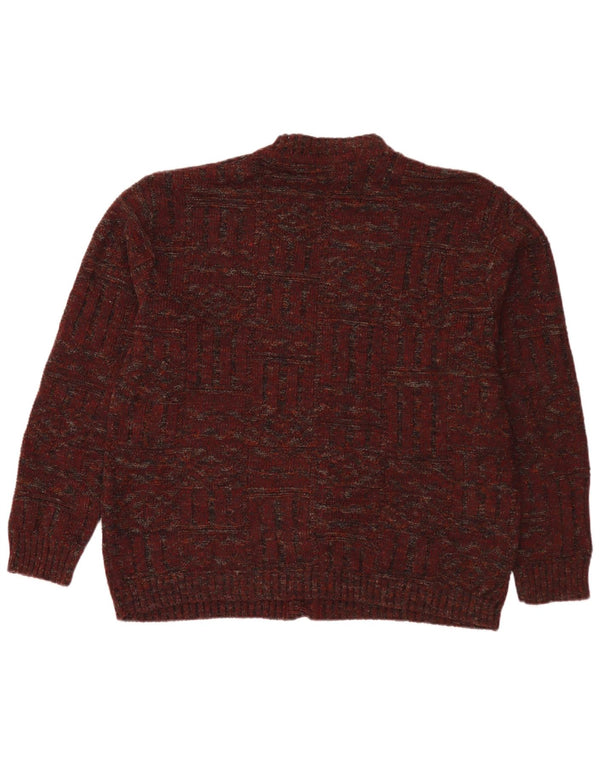 Angelo Greco Cardigan pour homme en laine mouchetée bordeaux