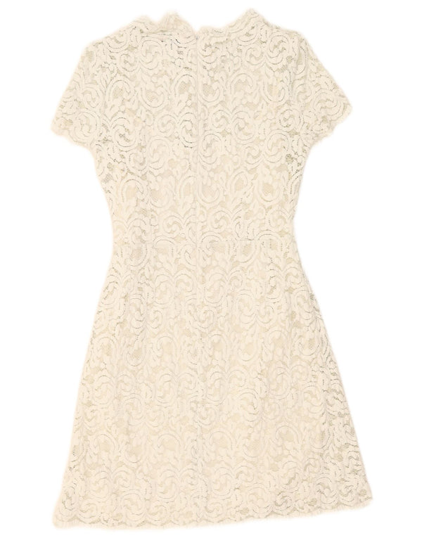 Jack Wills Robe trapèze en dentelle pour femme UK 8 Petit motif floral blanc