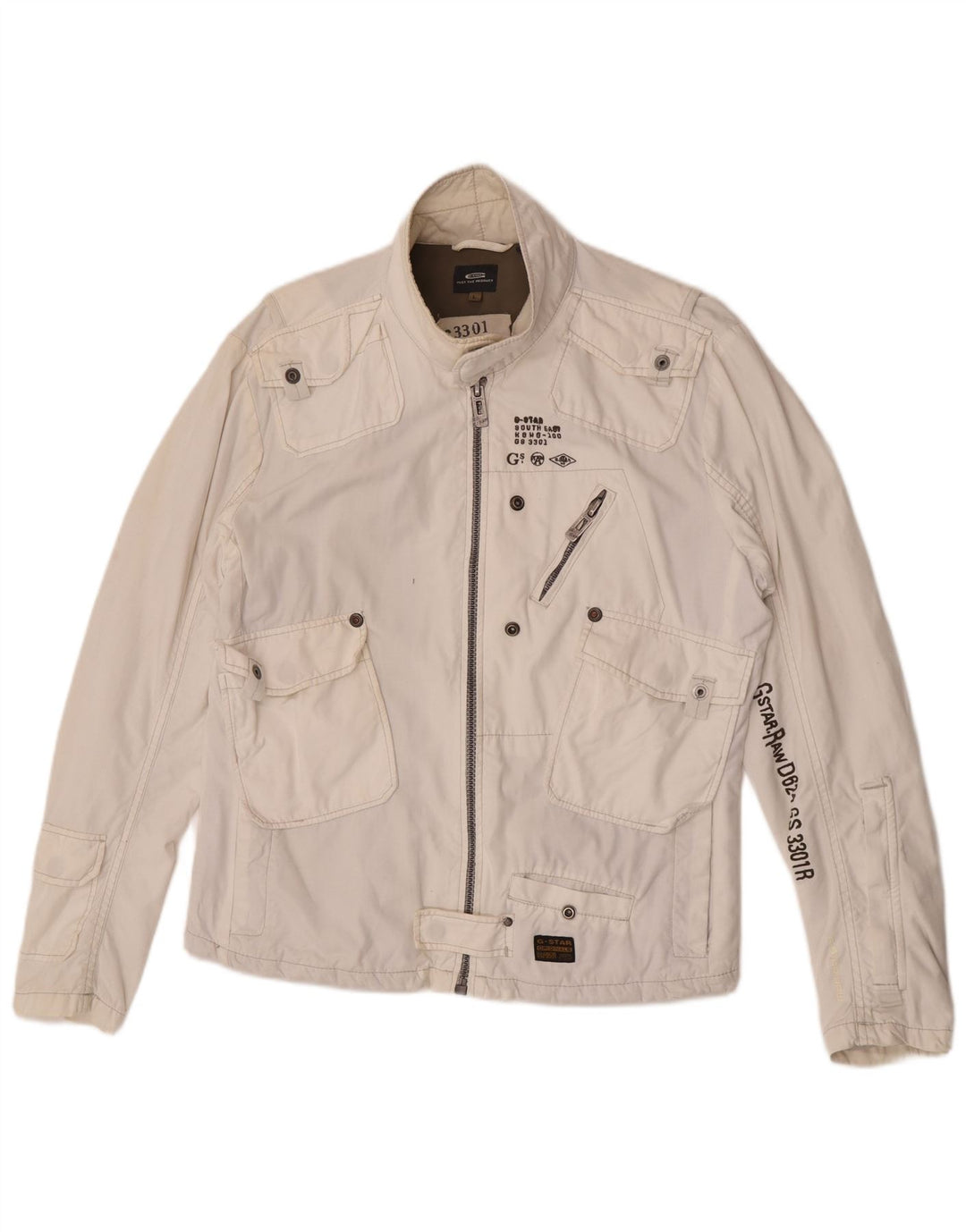 G-Star Veste utilitaire graphique pour homme UK 40 Large Blanc Coton