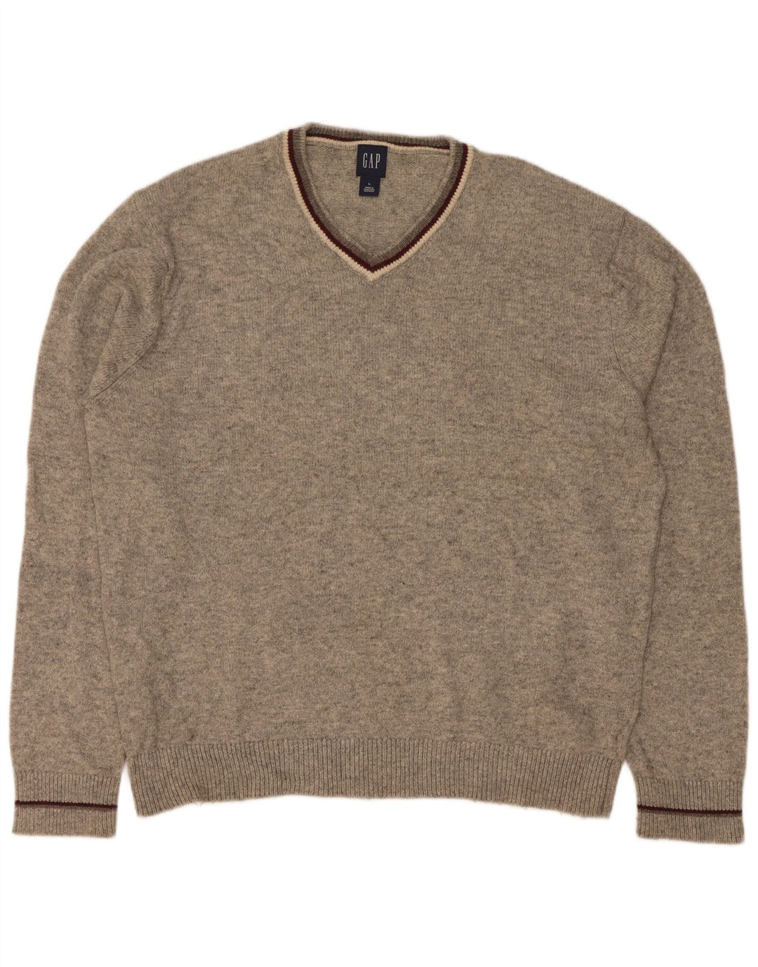 Gap Pull Col V Homme Grand Coton Chiné Gris