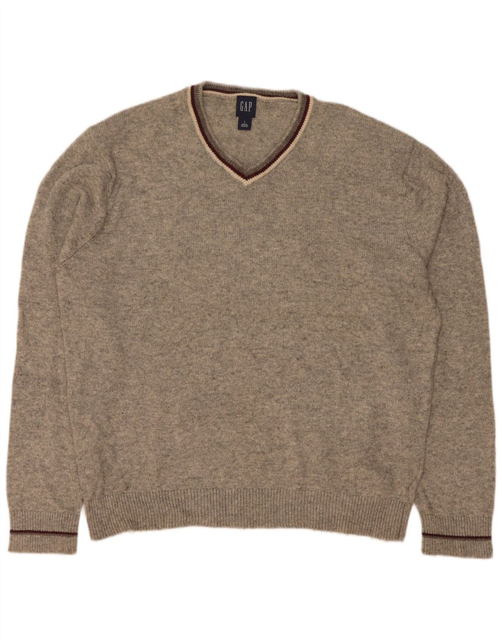 Gap Pull Col V Homme Grand Coton Chiné Gris