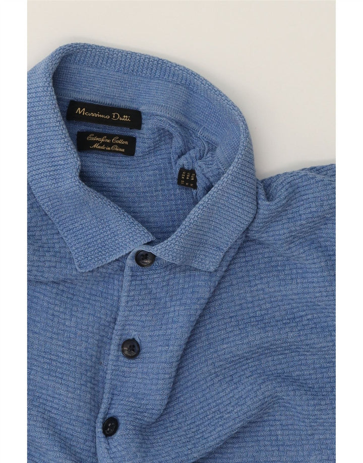 MASSIMO DUTTI Pull à manches courtes et col polo pour homme Bleu moyen