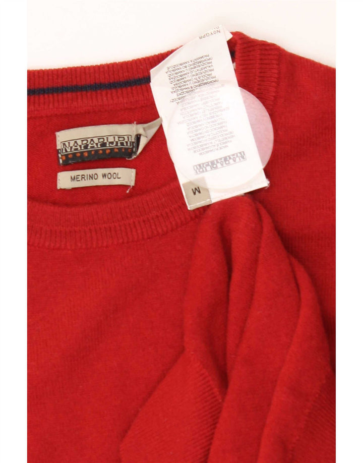 Napapijri Pull ras du cou pour homme en laine mérinos rouge moyen