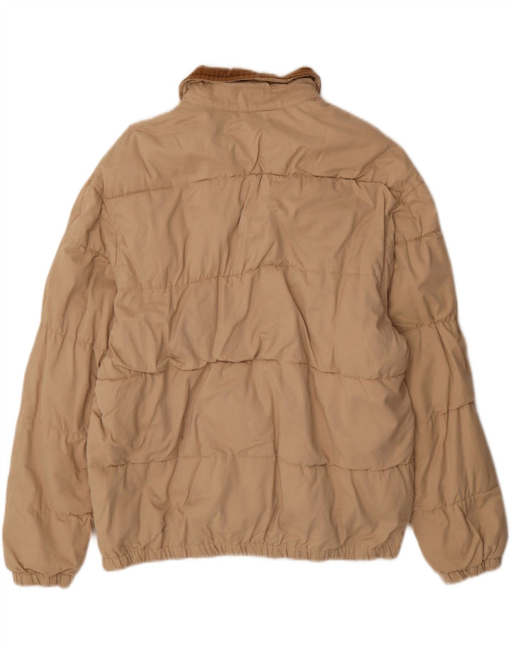 Zara Mens Bomber Jacket UK 40 Large Beige Colorblock Polyester