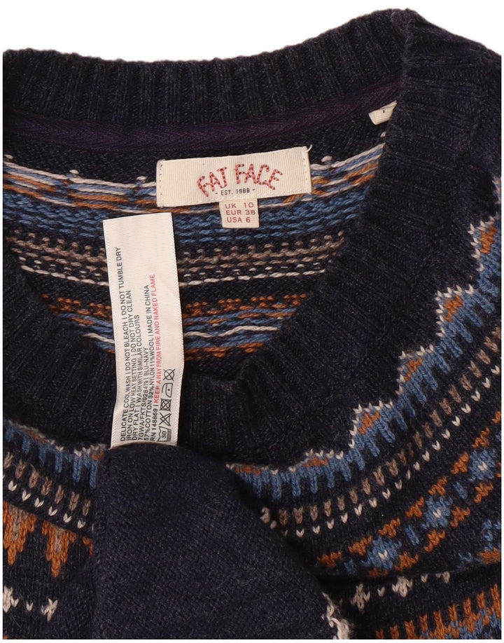 FAT FACE Robe pull pour femme UK 10 Small Bleu marine Fair Isle Coton