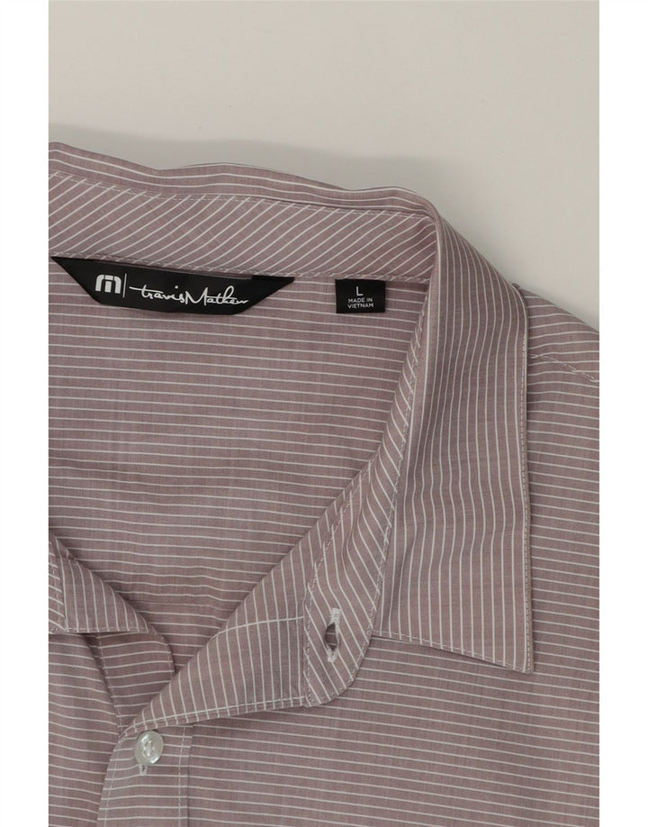 TRAVIS MATHEW Mens Shirt Large Grey Striped Cotton Vintage Travis Mathew and Second-Hand Travis Mathew from Messina Hembry 
