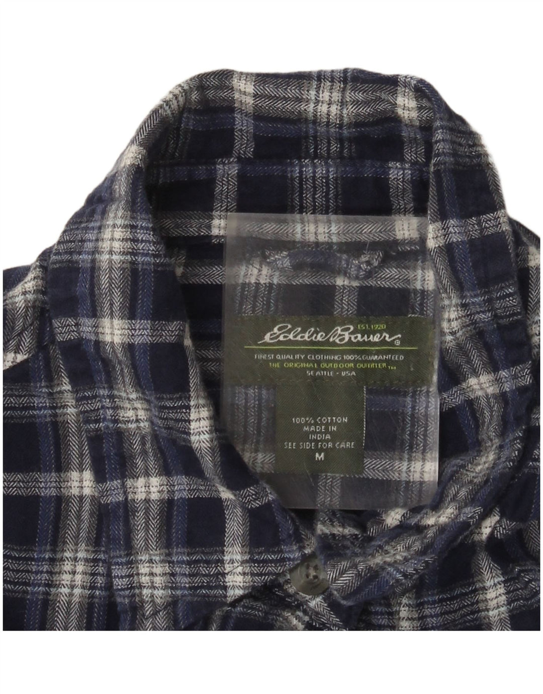 Eddie Bauer Chemise en flanelle pour femme UK 14 Coton à carreaux bleu marine moyen