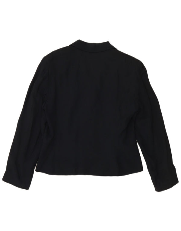 MARELLA Veste blazer 4 boutons pour femme UK 16 Large Bleu marine Viscose